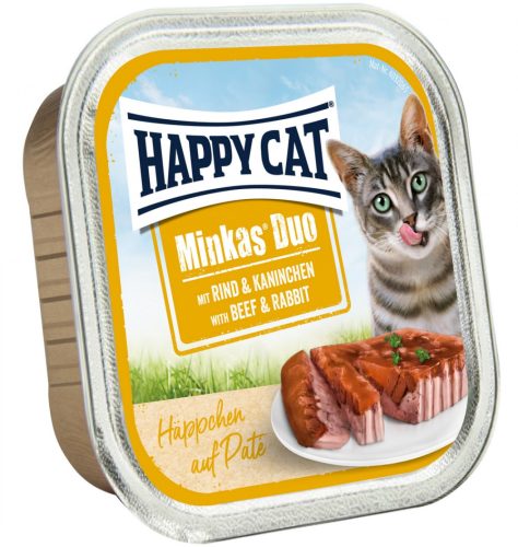 Happy Cat minkas duo marha-nyúl tálcás nedveseledel 100g